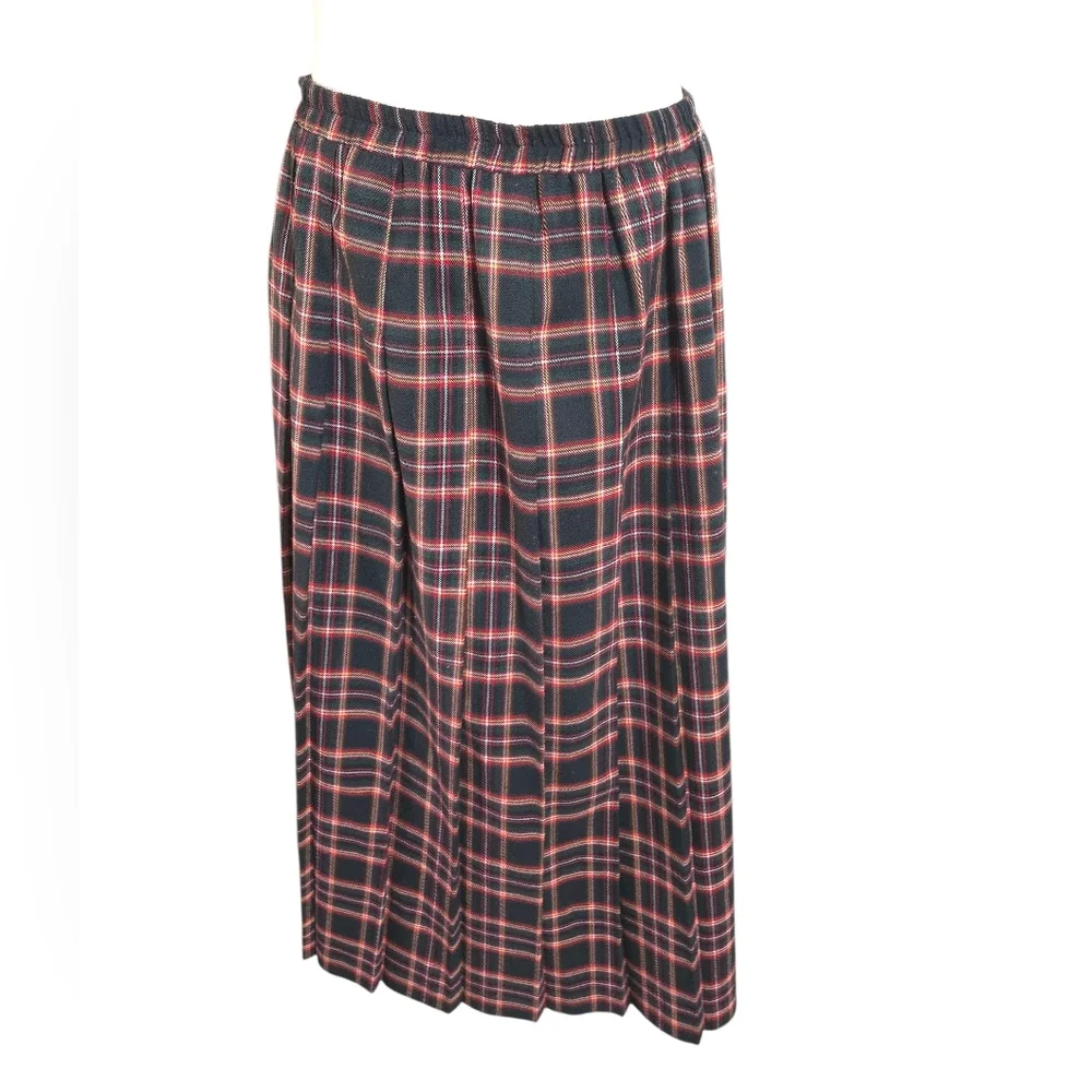Appleseed's Black and Red Plaid Pleated Midi Skirt - Picture 2 of 7